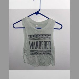 Juniors Wanderer Light Green High Low Crop Tank XS Polyester Blend